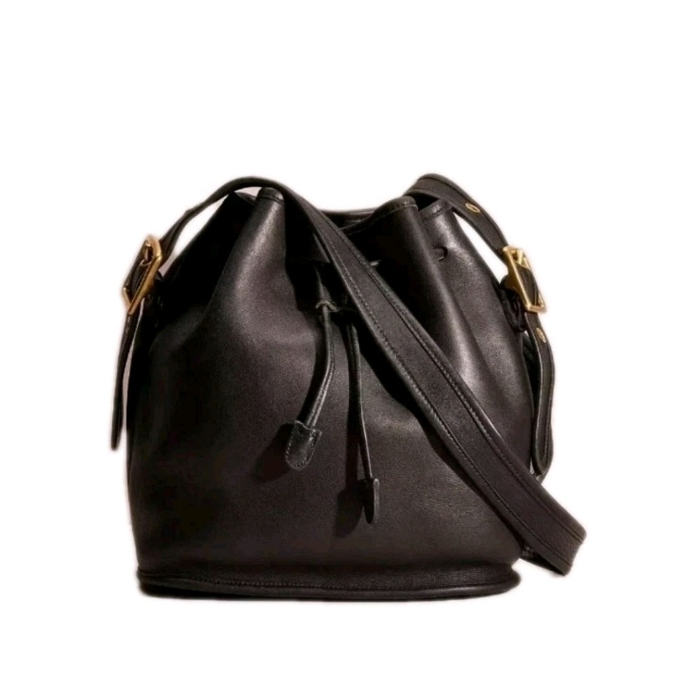 Coach Vintage 9952 Lula "Smith's Legacy" Black Leather Drawstring Bucket Bag